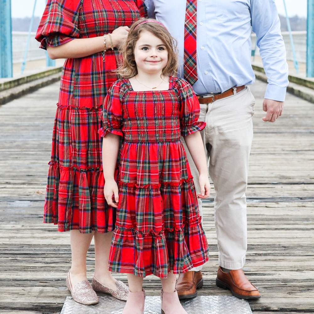 Ivy City Co Girls Madeline dress in Holiday Plaid